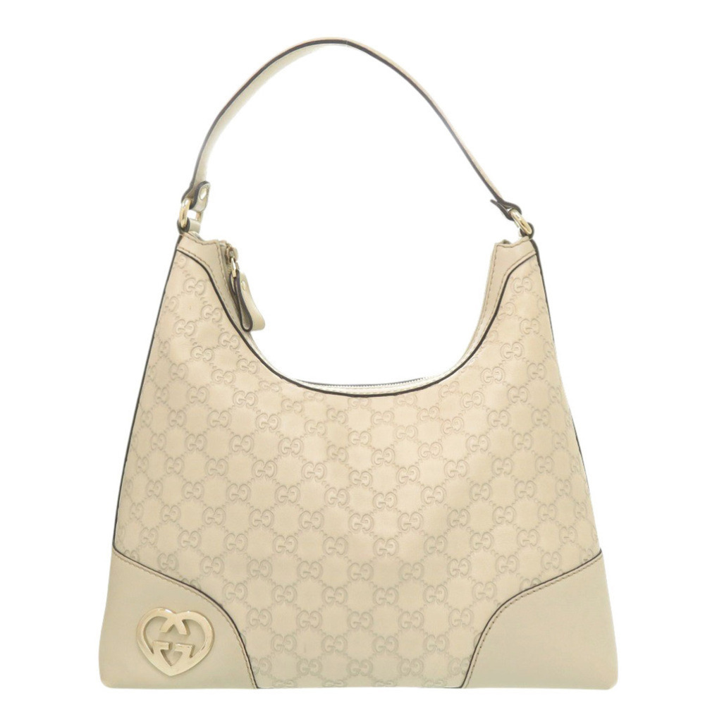 Gucci Lovely One-Shoulder Bag 257070 Guccissima Leather Ivory Handbag 0046GUCCI